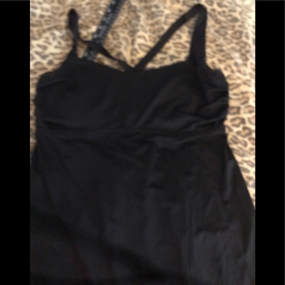 ATHLETA black swim dress 36DD BRA TOP swim / tennis underwire above knee